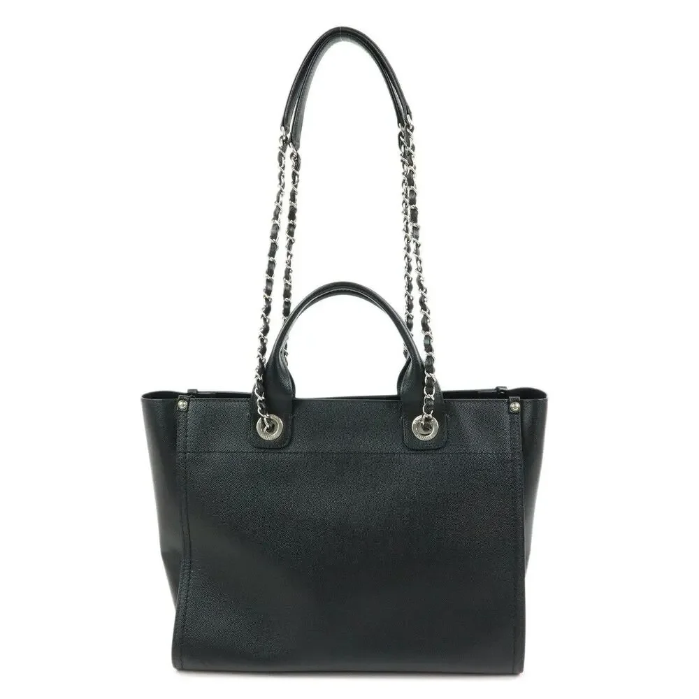 Chanel Caviar Leather Deauville MM Tote Black